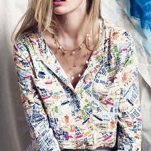 Cartography London Map Button Front Blouse